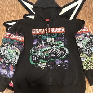 Supreme Monster Jam Grave Digger Zip Up Hood Sweatshirt – Black – M – Brand New